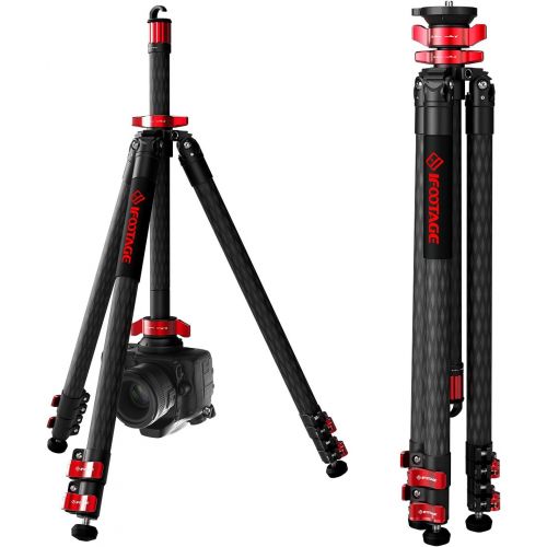  IFOOTAGE Carbon Fiber Tripod Max Load 88 lbs Professional Video Camera Tripod Leg for DSLR Camcorder Video Photography, 59 Max Height