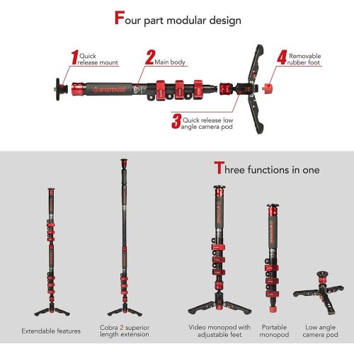  IFOOTAGE iFootage COBRA2 A120 8kg bear Lightweight Camera Monopod 120CM Alloy Aluminum Portable DSLR Video Monopod  Adjustable Camera Pod