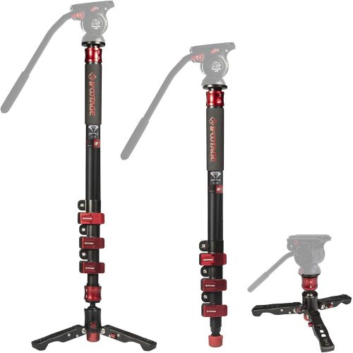  IFOOTAGE Carbon Fiber Video Monopod 4 Section with Tripod Feet Compatible for DSLR Camera Camcorder