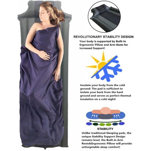  [아마존 핫딜] [아마존핫딜]IFORREST Sleeping Pad with Armrest & Pillow - Ultra-Comfortable Self-Inflating Camping Foam Air Mattress - Ideal Inflatable Camp Bed Mat for Tent, Cot, Hiking and Backpacking!