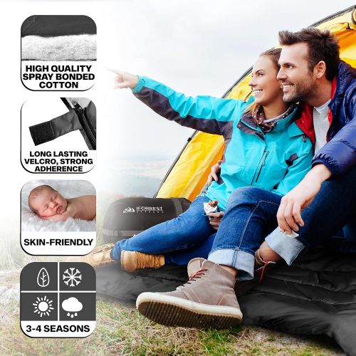  IFORREST Double Sleeping Bag for Adults - 2 Person Cold Weather Camping Bed, Extra-Wide & Warm (3-4 Seasons) - XXL with 2 Pillows