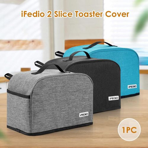  iFedio 2 Slice Toaster Cover Black with Pockets, Appliance Cover Toaster Dust And Fingerprint Protection/Machine Washable/Toaster Machine Cover Can Hold Jam Spreader Knife & Toaste
