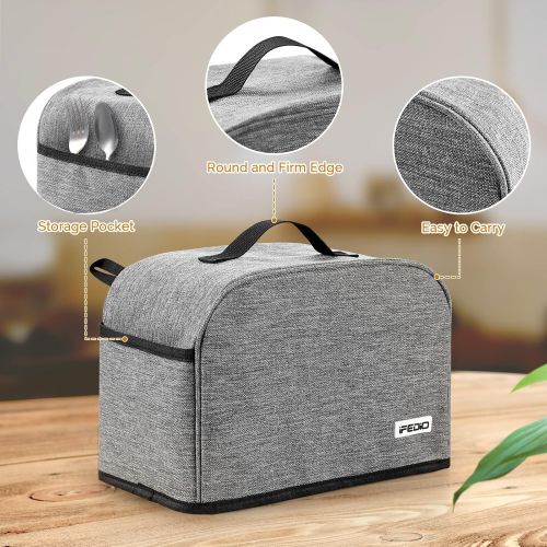  iFedio 2 Slice Toaster Cover Black with Pockets, Appliance Cover Toaster Dust And Fingerprint Protection/Machine Washable/Toaster Machine Cover Can Hold Jam Spreader Knife & Toaste