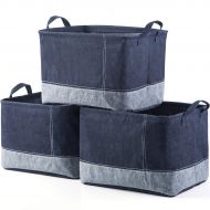 IFlower iFlower Cloth Storage Basket Decorative Storage Bin with Handles for Shelves Laundry Playroom Closet Clothes Baby Toy (Jean,3pcs)