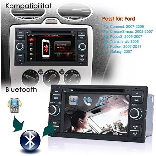  iFrego 7 Inch HD Car Radio DVD Player GPS Navigation RDS SD Bluetooth Touchscreen with SAT NAV GPS Navigation for Ford C Max/Galaxy/Connect/Kuga/Fiesta/S Max/Focus/Transit/Fusion/M