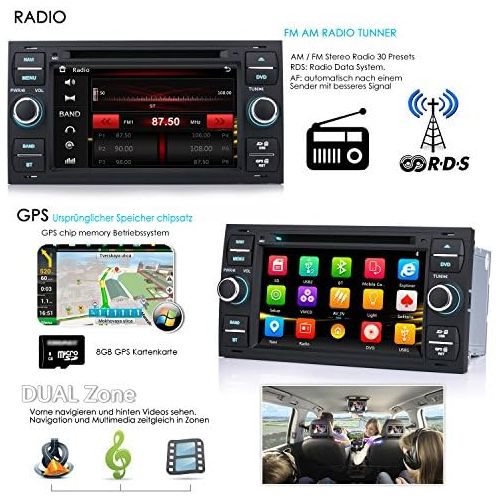  iFrego 7 Inch HD Car Radio DVD Player GPS Navigation RDS SD Bluetooth Touchscreen with SAT NAV GPS Navigation for Ford C Max/Galaxy/Connect/Kuga/Fiesta/S Max/Focus/Transit/Fusion/M