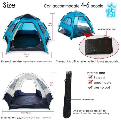  IFreme iFreme Lightweigh Portable Tent for Camping ，Double Layer Tent Instant Setup，4-Season Waterproof Camping Tent