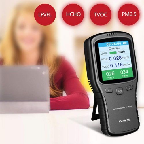  [아마존 핫딜]  [아마존핫딜]IGERESS Newest Improved Grey Air Quality Detector Meter Monitor of Color LCD Screen and Multifunction Operating System for The Indoor Formaldehyde(HCHO) TVOC PM2.5 PM10 Testing(Gre