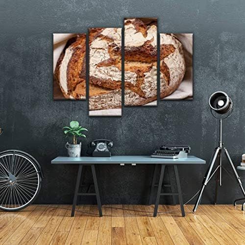  IGOONE 4 Panels Canvas Paintings Wood Stove Bread loafs and Pictures Wall Art Modern Posters Framed Ready to Hang for Home Wall Decor