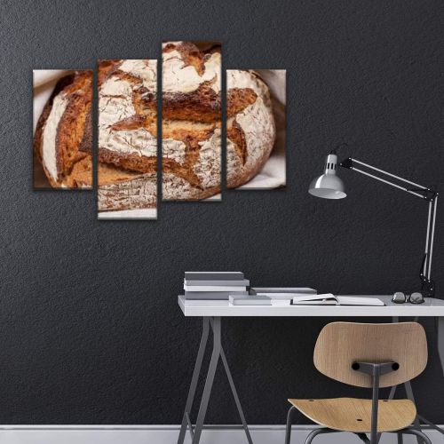  IGOONE 4 Panels Canvas Paintings Wood Stove Bread loafs and Pictures Wall Art Modern Posters Framed Ready to Hang for Home Wall Decor