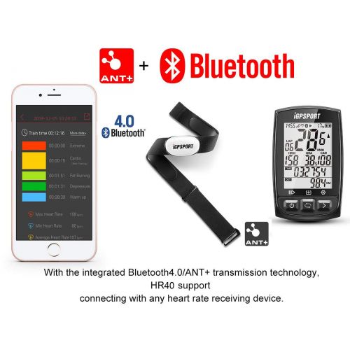  IGPSPORT HR40 ANT+ Heart Rate Monitor Chest Strap Fitness Tracker Bluetooth for Cycling Waterproof IPX7 Compatible with Garmin/iPhone/Apple Watch/Fitness Devices/Workout App