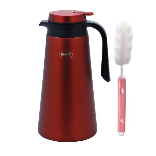  IGZOM Isolierkanne - Vakuum Edelstahl Kaffeekanne/Thermoskanne fuer Familie, im Freien,2.2L Dunkelrot