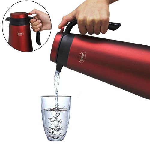  IGZOM Isolierkanne - Vakuum Edelstahl Kaffeekanne/Thermoskanne fuer Familie, im Freien,2.2L Dunkelrot