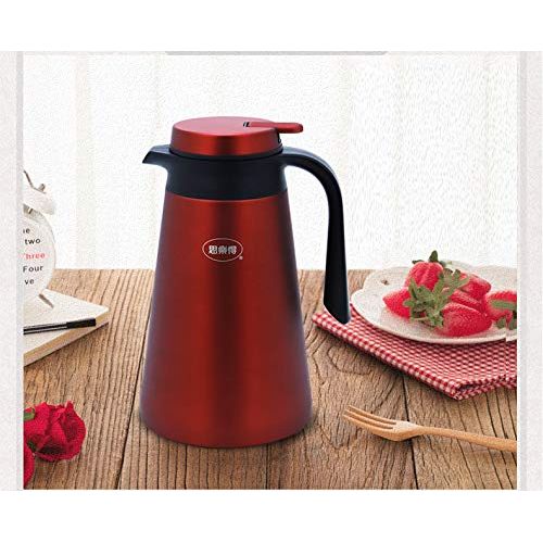  IGZOM Edelstahl Vakuum Isolierkanne/Kaffeekanne/Thermoskanne Fuer Familie, im Freien,1.6L Dunkelrot