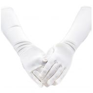 IGirldress Satin Long Child Size Girls Formal Gloves (4 - 7, White)