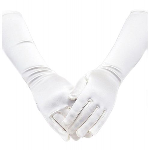  IGirldress Satin Long Child Size Girls Formal Gloves (4 - 7, White)