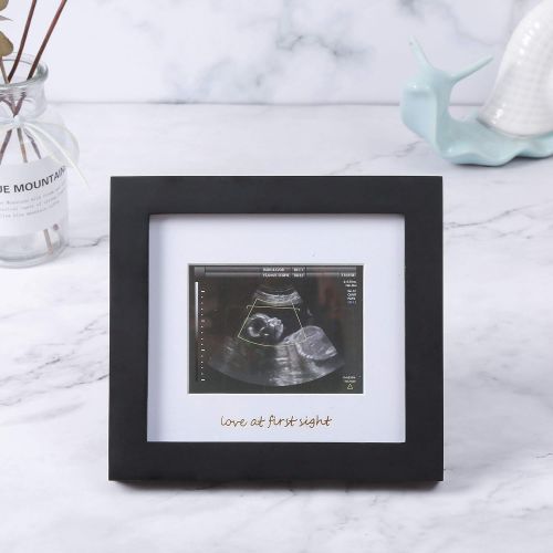  IHEIPYE Baby Sonogram Photo Frame - 1st Ultrasound Picture Frame - Idea Gift for Expecting Parents,Baby Shower, Gender Reveal Party,Baby Nursery Decor (Gold Text, Black)