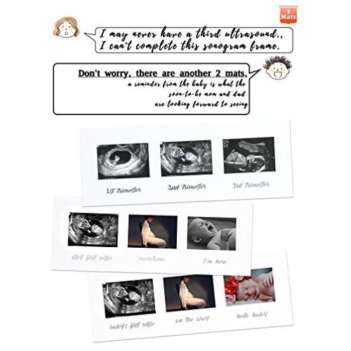  IHEIPYE Triple Sonogram Pregnancy Frame  Baby Ultrasound Picture Frame with Story for Expecting Parents, Baby Shower Frame, Baby Grow Through All Three Trimesters Frame, Nursery D