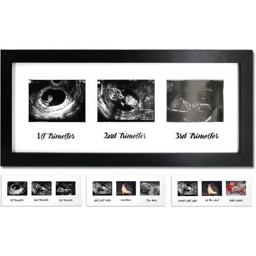  IHEIPYE Triple Sonogram Pregnancy Frame  Baby Ultrasound Picture Frame with Story for Expecting Parents, Baby Shower Frame, Baby Grow Through All Three Trimesters Frame, Nursery D