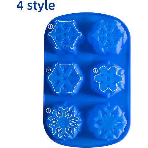  IHOMECOOKER 6 Even Snowflakes Silicone Cake Mold Soap Mold(4 style)