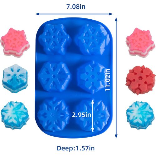  IHOMECOOKER 6 Even Snowflakes Silicone Cake Mold Soap Mold(4 style)