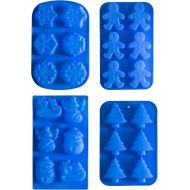 [아마존베스트]IHOMECOOKER 4PC Silicone Christmas Baking Mold Set Christmas Tree Snowflakes Snowman Cake Mold Set