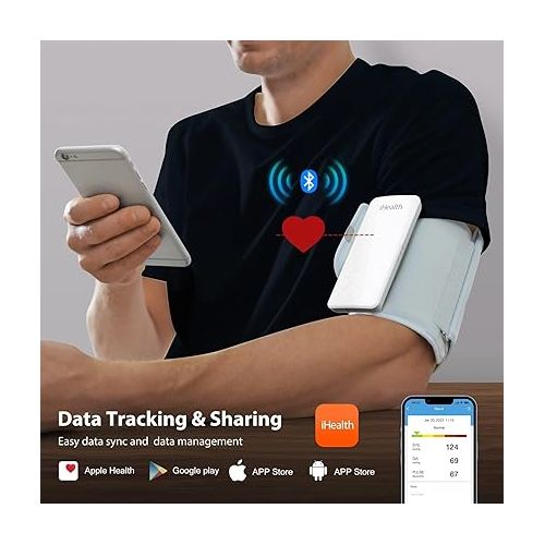 아이헬스 iHealth Neo Wireless Blood Pressure Monitor, Upper Arm Cuff, Bluetooth Blood Pressure Machine, Ultra-Thin & Portable, App-Enabled for iOS & Android