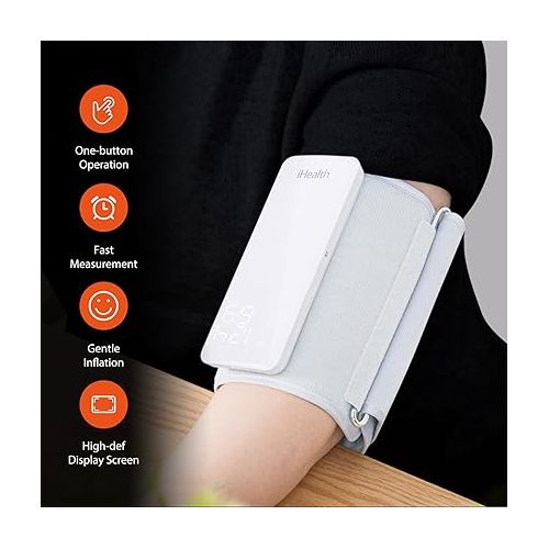 아이헬스 iHealth Neo Wireless Blood Pressure Monitor, Upper Arm Cuff, Bluetooth Blood Pressure Machine, Ultra-Thin & Portable, App-Enabled for iOS & Android