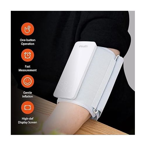 아이헬스 iHealth Neo Wireless Blood Pressure Monitor, Upper Arm Cuff, Bluetooth Blood Pressure Machine, Ultra-Thin & Portable, App-Enabled for iOS & Android