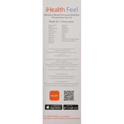 아이헬스 IHealth iHealth Feel Wireless Bluetooth Blood Pressure Monitor-MFi Certified,FSA-Eligible Upper Arm Blood Pressure Cuff, BP monitor for iOS & Android(Standard Cuff),Mobile Heart Monitor Bl