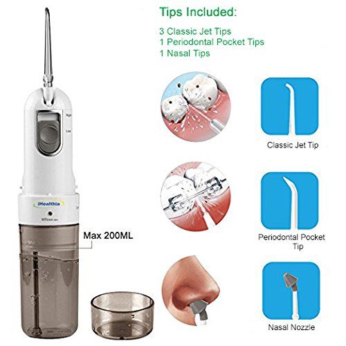  IHealthia iHealthia Power Dental Water Flosser, Collapsible Oral Irrigator, Cordless, Portable, Handheld...