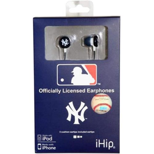  iHip MLF10169NYY MLB New York Yankees Printed Ear Buds, Blue/White