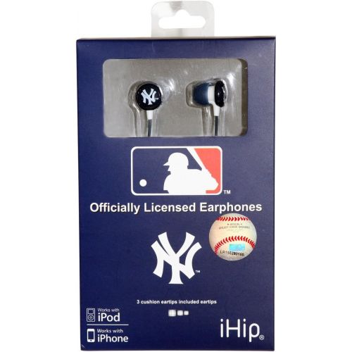  iHip MLF10169NYY MLB New York Yankees Printed Ear Buds, Blue/White