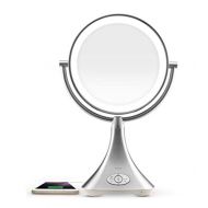 IHome iHome All-in-One, 7X Magnify, 9 2-Sided LED Makeup Mirror, Natural Light, Double-Sided Vanity Mirror, Hands-Free Bluetooth Speakerphone, Bluetooth Audio & Phone Charger iCVBT8