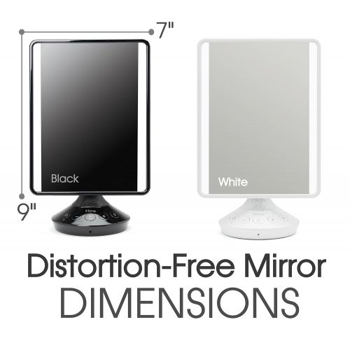  iHome 7 x 9 Reflect iCVBT2 Adjustable Vanity Mirror with Bluetooth Audio, Hands-Free Speakerphone, LED Lighting, Siri & Google Support USB Charging, Flat Panel LED Lighting (White)