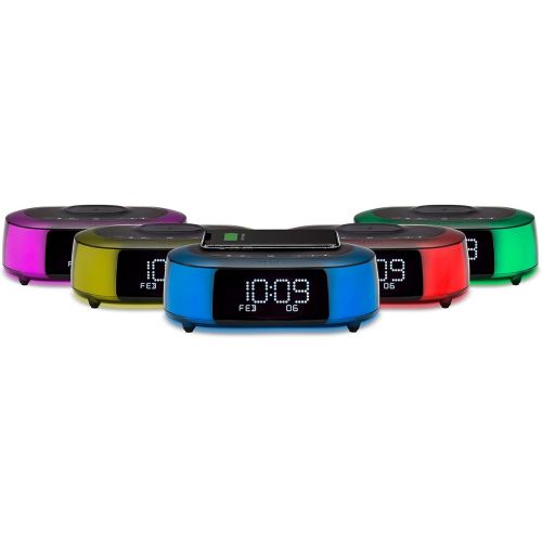  [아마존베스트]iHome iBTW281 Alarm Clock Radio Wake To Light Bluetooth Speaker with Color Changing and Wireless Qi Fast Charging Built-In Dual Alarm Digital Clock with Dimmer, Snooze, Battery Bac