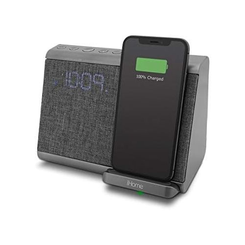  IHome iHome iBTW39 Bluetooth Dual Alarm Clock with Wireless Charging, Speakerphone and USB Charging Port
