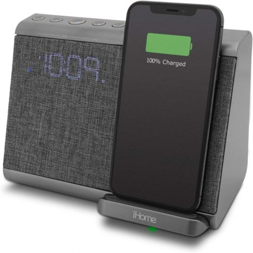  IHome iHome iBTW39 Bluetooth Dual Alarm Clock with Wireless Charging, Speakerphone and USB Charging Port