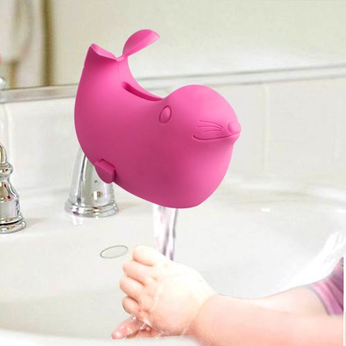  [아마존베스트]IHomeGarden Tub Faucet Cover for Baby - Bathtub Spout Cover for Kids - Bath Faucet Extender for Babies - Child Bathroom Accessories Faucet Protector - Soft Silicone Spout Cover Pink Sea Lions