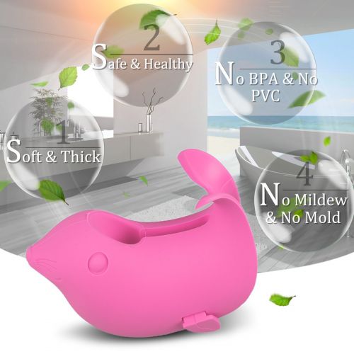  [아마존베스트]IHomeGarden Tub Faucet Cover for Baby - Bathtub Spout Cover for Kids - Bath Faucet Extender for Babies - Child Bathroom Accessories Faucet Protector - Soft Silicone Spout Cover Pink Sea Lions