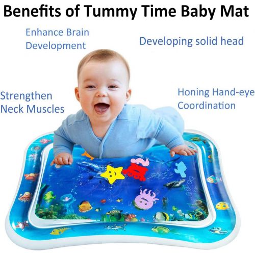  iHomeGarden Tummy Time Water Mat Infant Toy Inflatable Baby Water Mat for 3 6 9 Months Toddlers, Water Play Mat Tummy Time Mat Early Development Activity Centers for Newborn