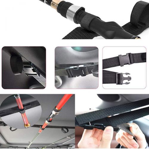  iHomeYoo Car Adjustable Fishing Rod Holder Fishing Rod Rack 86.6 Inches Length Belt Strap,Fishing Pole Rack for Car, SUVs and Vans (2 Strap)