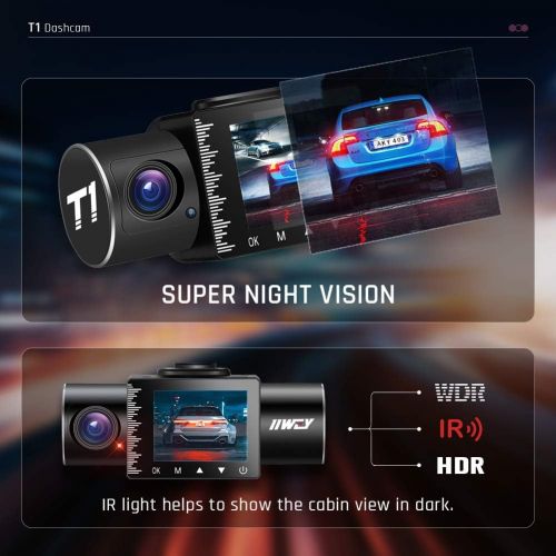  [아마존베스트]iiwey Dash Cam Front Rear and Inside 1080P Three Channels with IR Night Vision Car Camera SD Card Included Dashboard Camera Dashcam for Cars HDR Motion Detection and G-Sensor for C