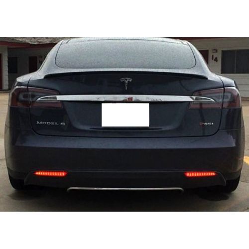  IJDMTOY iJDMTOY Smoked Lens 24-SMD LED Bumper Reflector Lights For 12-up Tesla Model S, Function as Tail, Brake & Rear Fog Lamps