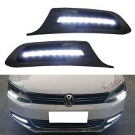 IJDMTOY iJDMTOY Xenon White LED Daytime Running Lights For 2011-2014 Volkswagen Jetta, OEM Fit DRL Bezel Assembly Powered by (9) High Power LED Lights Each Lamp