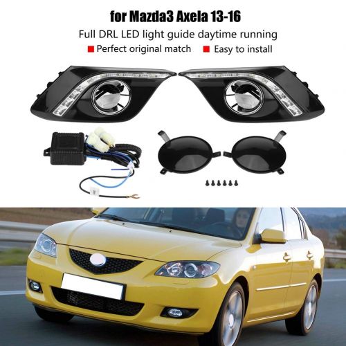  IJDMTOY Car Daytime Running Light, One Pair LED Daytime Running Light DRL LED Daylight Fog Lamp Cover for Mazda3 Axela 13-16