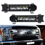 IJDMTOY iJDMTOY Front Grille LED Light Bar Kit For 2017-up Ford F250 F350 Lariat King Ranch, Includes (2) 30W CREE LED Lightbars, Grill Panel Mounting Bezels/Brackets & On/Off Switch Relay