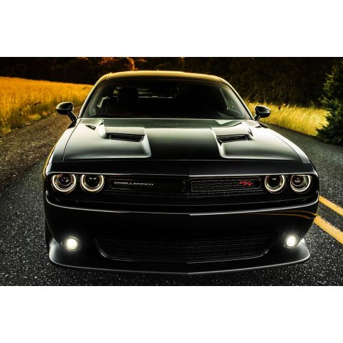  IJDMTOY iJDMTOY Projector Lens Foglamp Kit w/Xenon White LED Fog Light Bulbs, Bezel Covers and Wiring Harness Switch For 2015-2017 Dodge Challenger