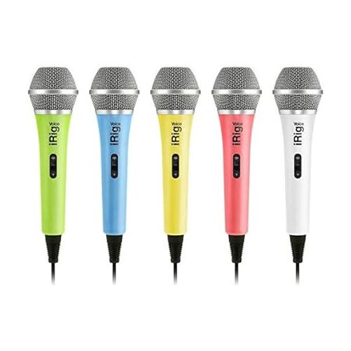  IK Multimedia iRig Voice karaoke microphone, portable & durable thermoplastic, 3.5mm jack and on/off switch and headphone output, for iPhone, iPad, iPod touch, Android devices (white)