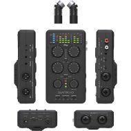 iRig Pro Quattro IO Deluxe with iRig XY mics, windscreen, power supply unit and carrying case. USB audio interface digital voice recorder, audio mixer, podcast equipment and recording device